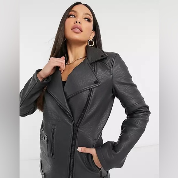 urbancode Tall Aviator Faux Leather Jacket - Picture 3 of 9